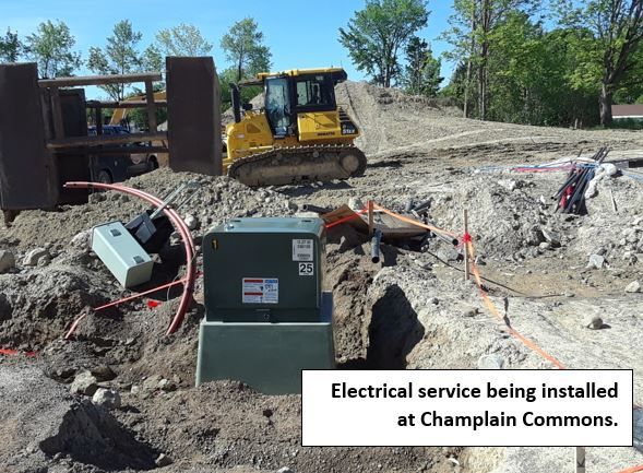 Electrical Service being installed at Champlain Commons