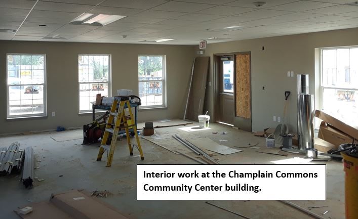 Community Center Building interior work at Champlain Commons