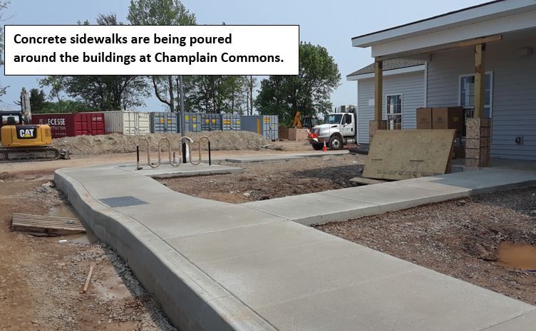 Concrete Sidewalks Being Poured at Champlain Commons